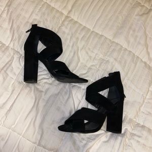 Forever 21 Black Suede Chunky Heels
